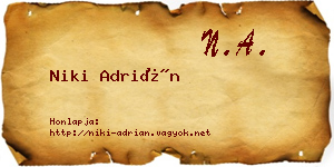 Niki Adrián névjegykártya